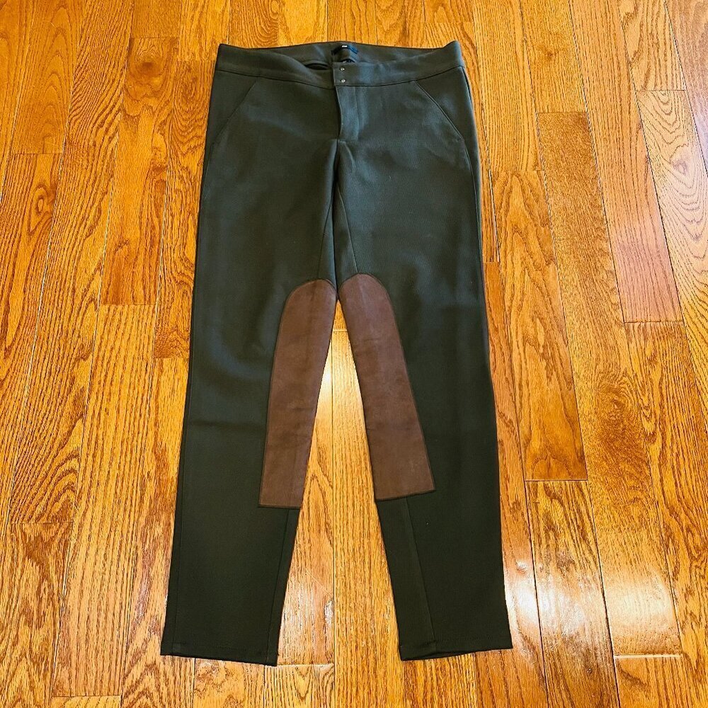 GAP Womens Pants Size 4 Army Green Faux Brown Suede Patch Riding Equestrian